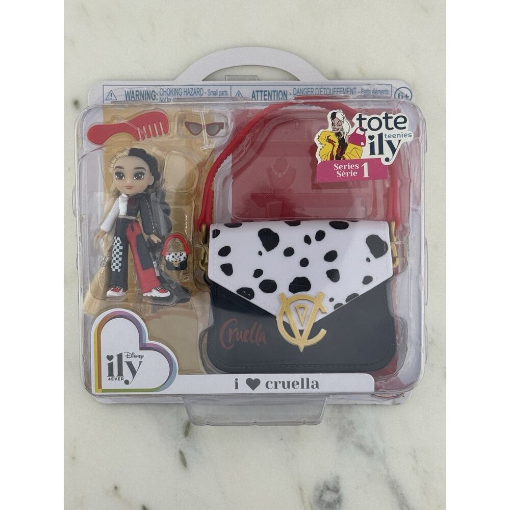 Disney ILY 4Ever TOTE TEENIES I Love Cruella‎ Tiny Doll & Purse